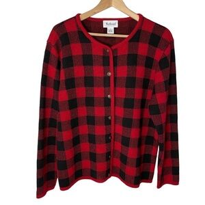 Westbound Vintage Women’s Ref Plaid Button Front Sweater Size L